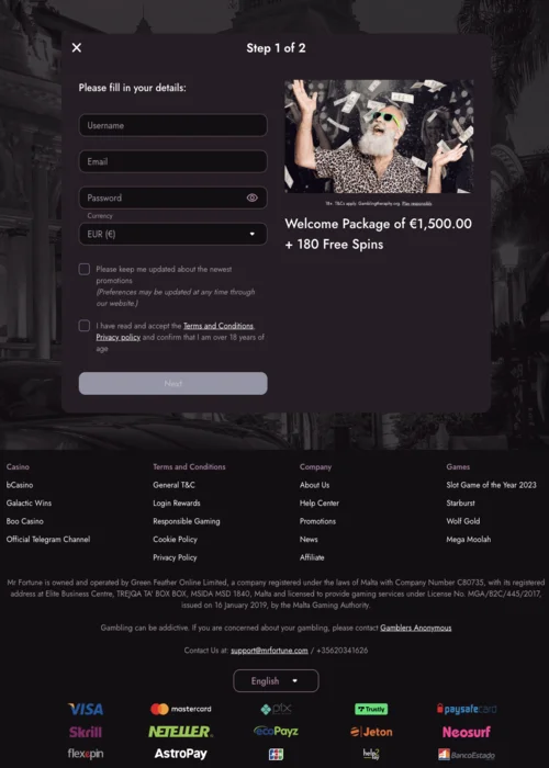 Sign-Up Mr Fortune Casino<